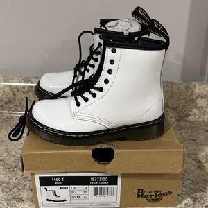 Dr. Martens White Patent Lace-Up Boots